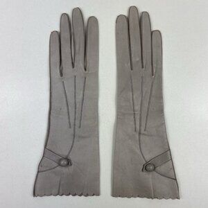 Becker’s Vtg 1930's *Unworn w/ Pinholes* Sz 6.5 Leather Gloves Button Scalloped
